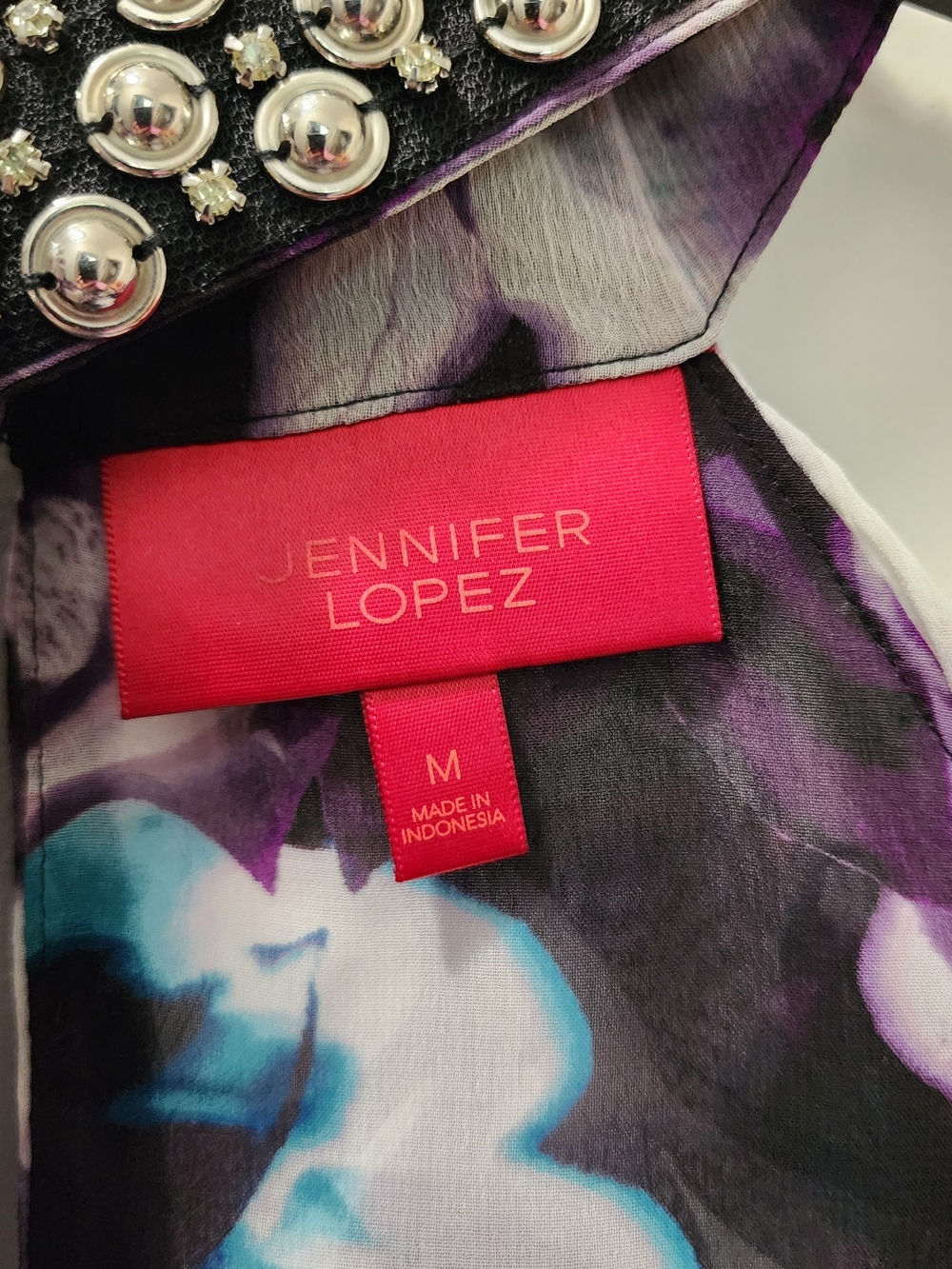 Loke New Jennifer Lopez Floral Purple&Black Stud-Trim Halter